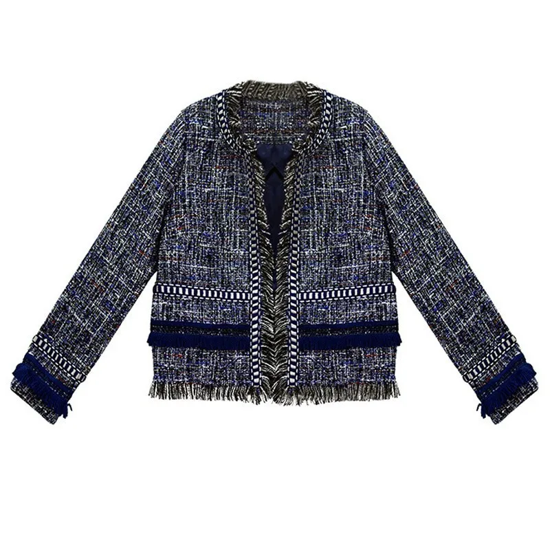 price reduction  SHENGPALAE 2020 New Spring Korean Fashion Suit Round Collar Long Sleeve Stitching Ruffles Slim Styl