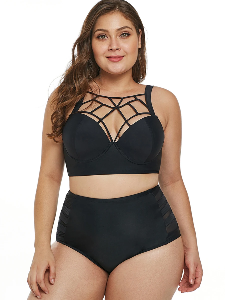 

Summer two piece suits Women's Sexy Plus Size Padded Swimwear black Swimsuit
