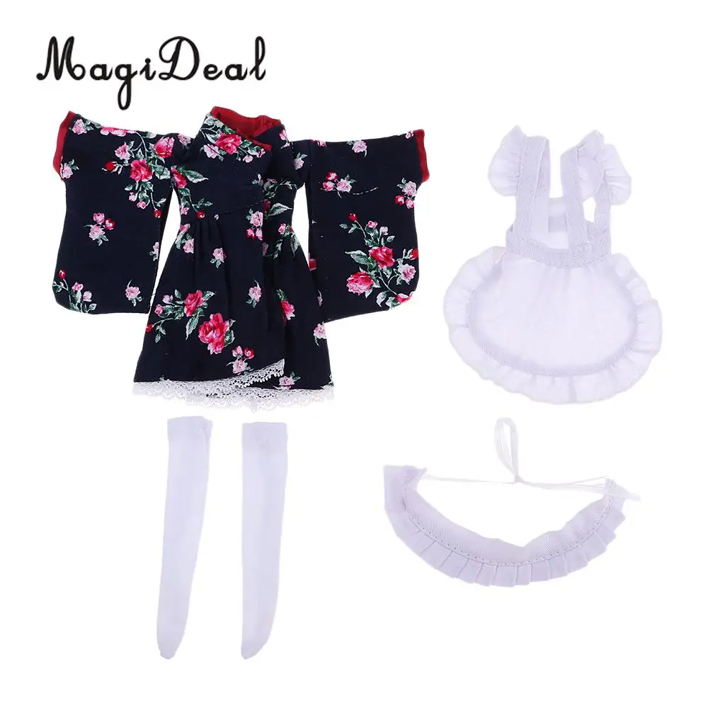 

Lovely Handmade Japanese Style Printed Kimono With Apron Coat For 12inch Fashion Girl Dolls Clothing Collection