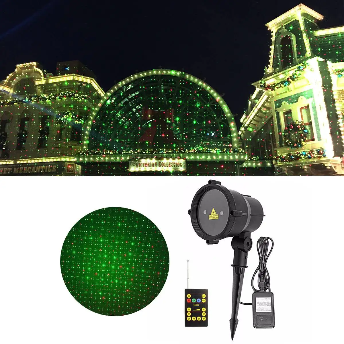 

Mising Laser Light US Plug R&G Remote LED Outdoor Projector Landscape Light for Holiday Garden Home Party Decoration Waterproof