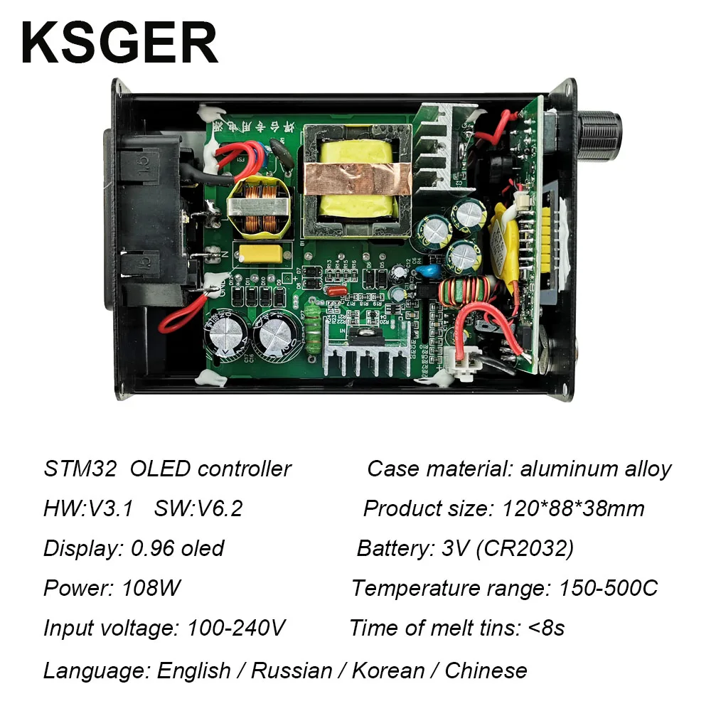 KSGER T12 русская паяльная станция STM32 OLED паяльник наконечники FX9501 ручка сварочные