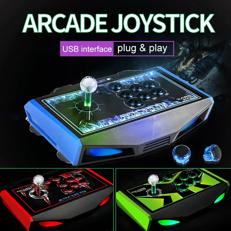 

RS LED Arcade Joystick 8 Buttons USB Fighting Stick Joystick Gaming Controller Gamepad Video Game For PC Joystick Controller
