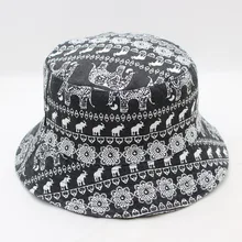 Новые мужские и женские Реверсивные черные винтажные шапки для рыбака слон Boonie хип хоп Chapeau принт слон Рыбацкая шляпа