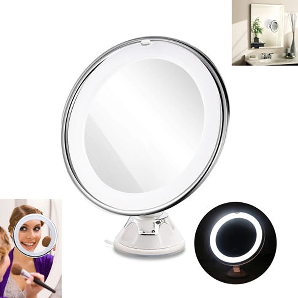 

Women Fashion Portable 10X Magnifying Suction-Cup 360-Degree Rotatable LED Vanity Cosmetic Makeup Mirror
