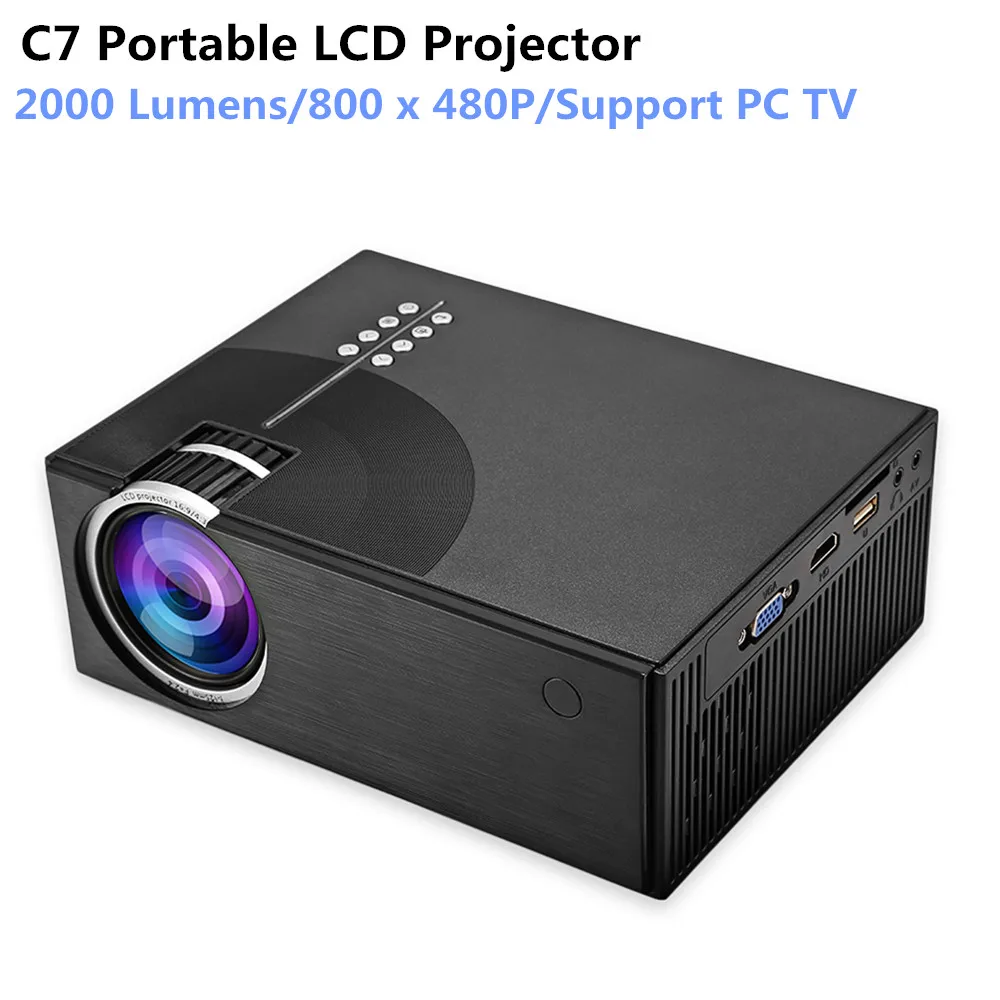 C7 Portable LCD Projector Home Theater 2000 Lumens 800 x 480P Support