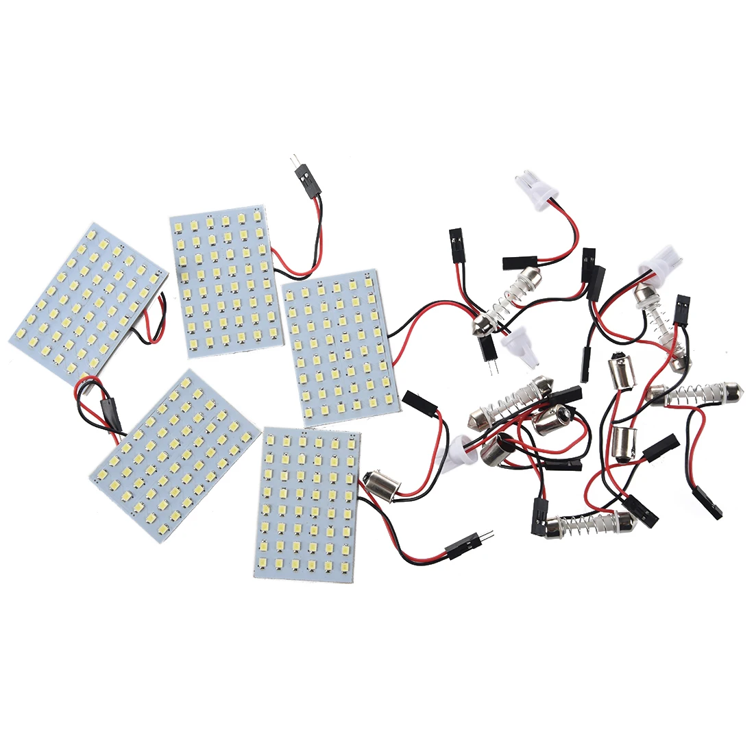 

5 x 48 White SMD LED panel 12V + T10 / BA9S Festoon base + module from 29 to 42 mm with a very bright LED