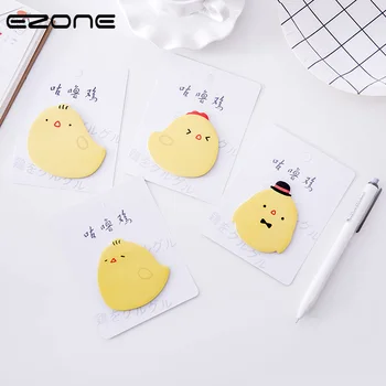 

EZONE Cute Cartoon Chicken Expression Sticky Notes Kawaii Yellow Chicken Self-adhesive Sticky Notes MemoPad Office Decor Sticker