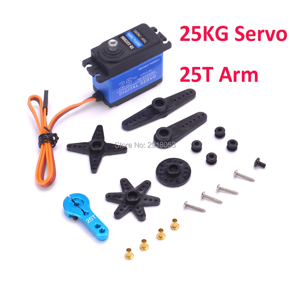 

RC servo 25KG full metal gear digital servo baja servo Waterproof version 4.8V-6.8V & 25T Arm for cars RC toys
