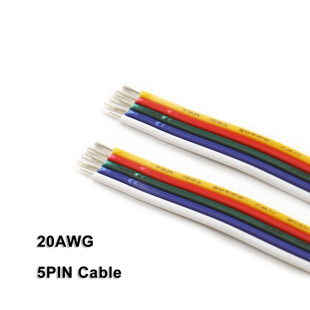 5PIN кабель, 20AWG провода, для 2835 3528 5050 RGBW Светодиодные ленты s, низкая Напряжение DC5V/DC12V/DC24V, Светодиодные ленты, линейные освещения, жесткая