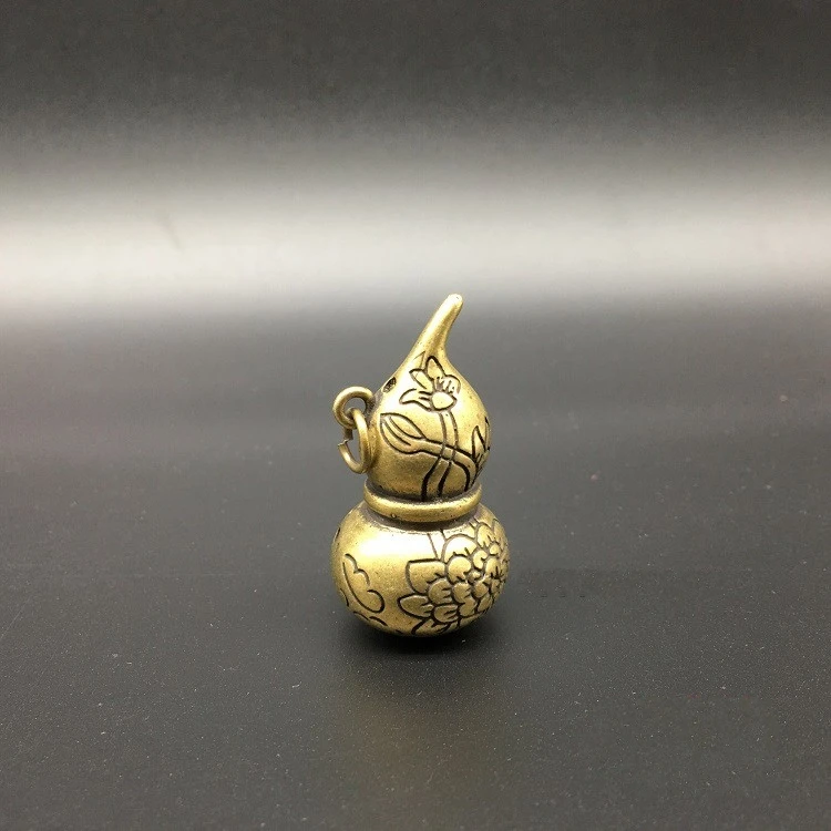 

Collectable Chinese Brass Carved Hollowing out Lotus flower Gourd Cucurbit Exquisite Small Pendant Statues
