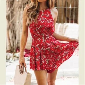 

Summer Womens Beach Holiday Shorts Jumpsuit Clothes Ladies Casual Sleeveless Flower Floral New Playsuit Outfit Clothings Sunsuit