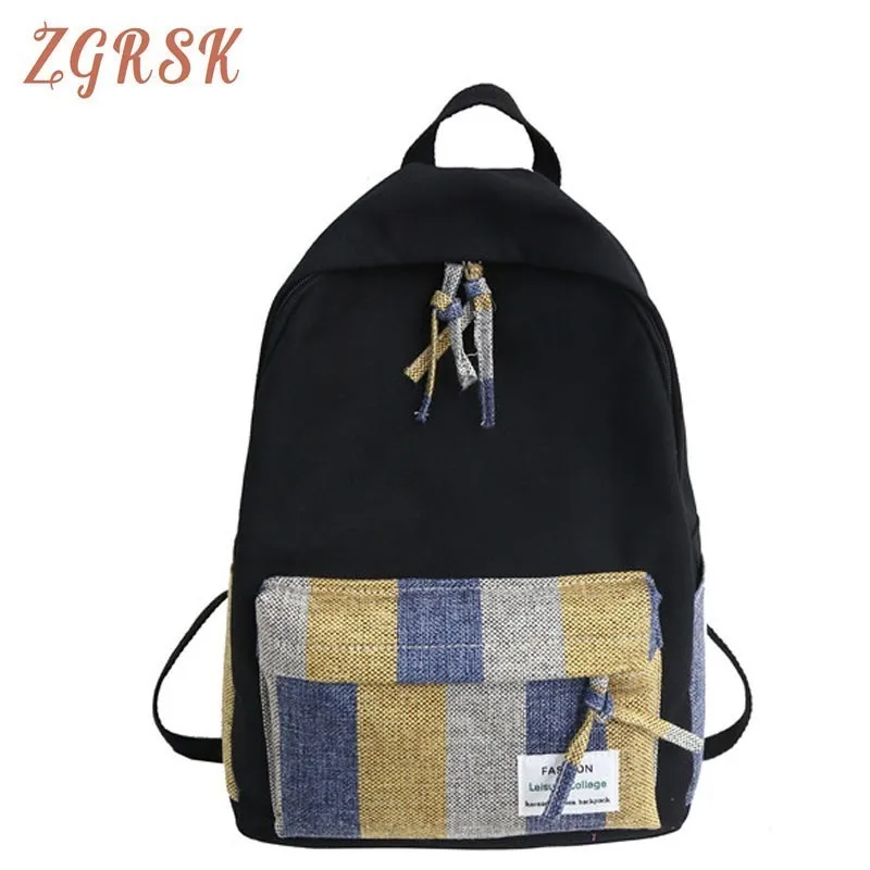 

Fashion Style Backpack Women Bagpack Canvas Women's Backpacks For Teenage School Bags Casual Outdoor Solid Black Bag Youth