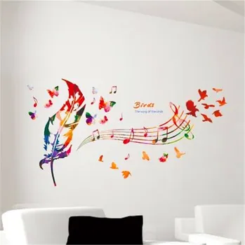 

Colorful Music Feather Butterfly DIY Room Decor Removable Wall Stickers