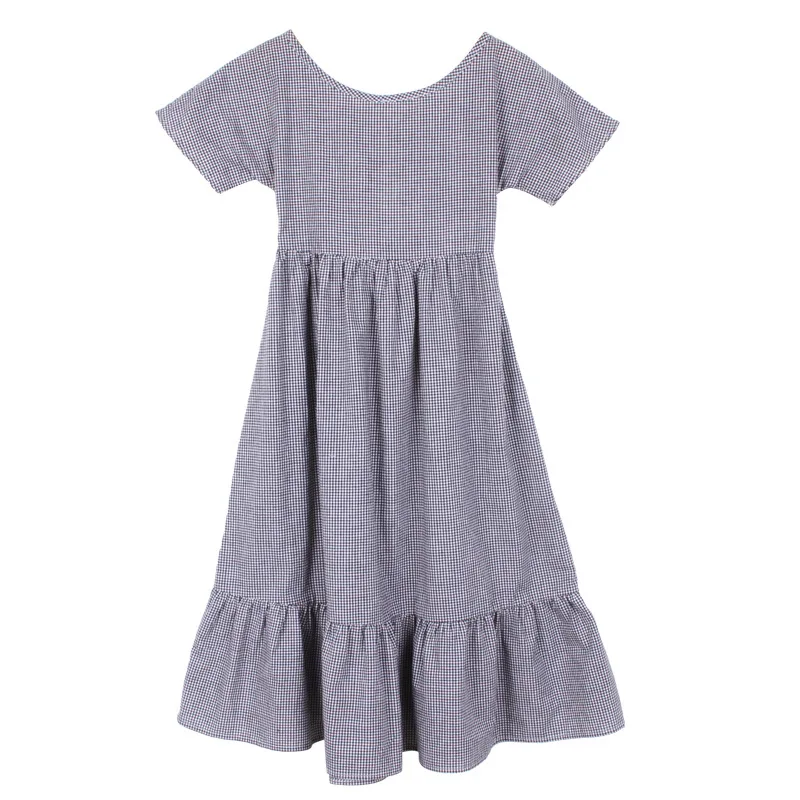 

Backless Big Bow Ruffle Hem Teenage Girl Party Maxi Dress 2019 Summer Cotton Plaid Kids Teens Long Dresses For 6 8 10 12 14 yrs