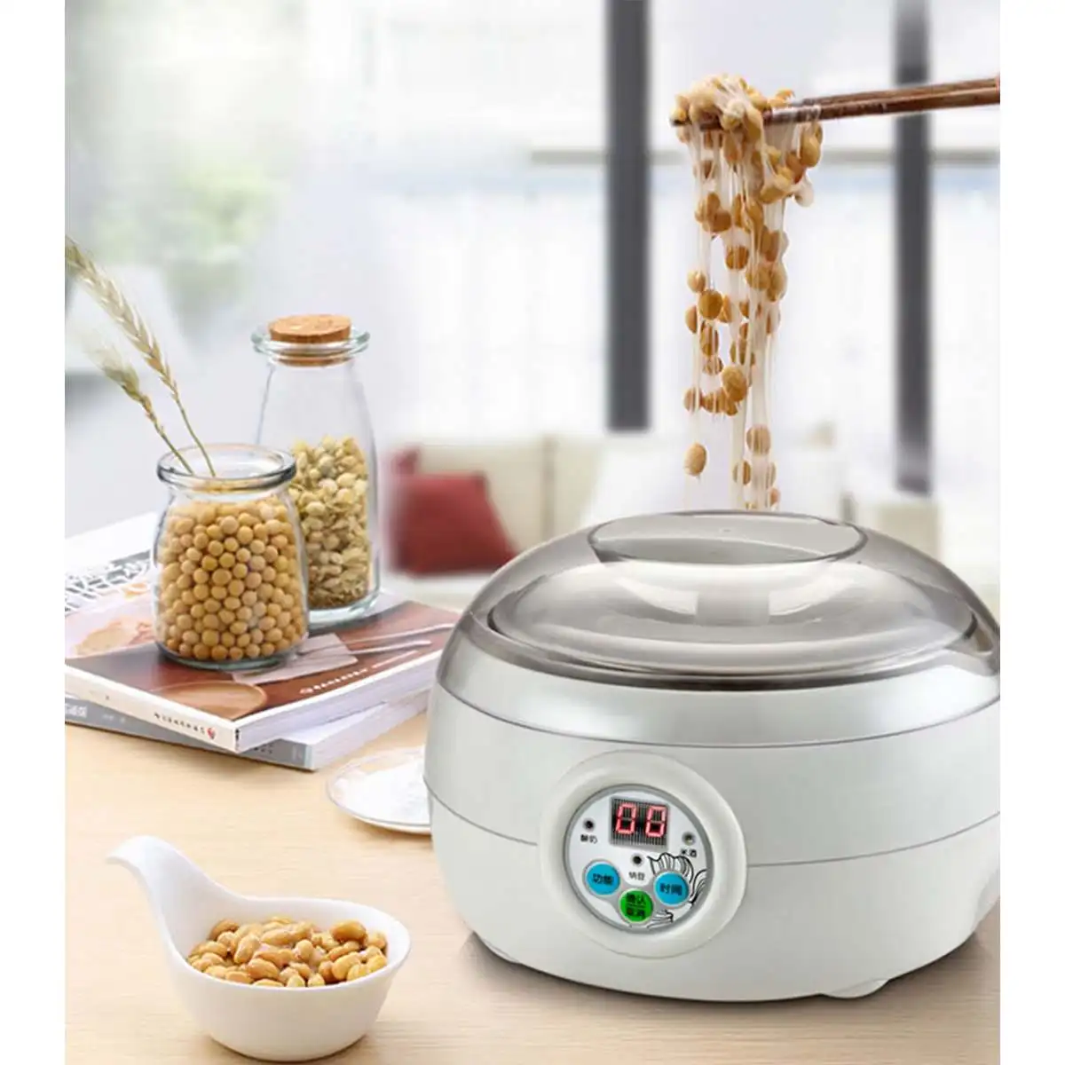 

1.5L 220V 15W White Electric Automatic Yoghurt Maker Rice Wine Natto Cuisine Container Yogurt Maker Kitchen Appliance 14x21cm