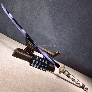 

Folded Forging Damascus Steel Blue Blade Sharp Japanese Samurai Fighting Knife Full Tang Sword Katana/Boutique Copper Sheath