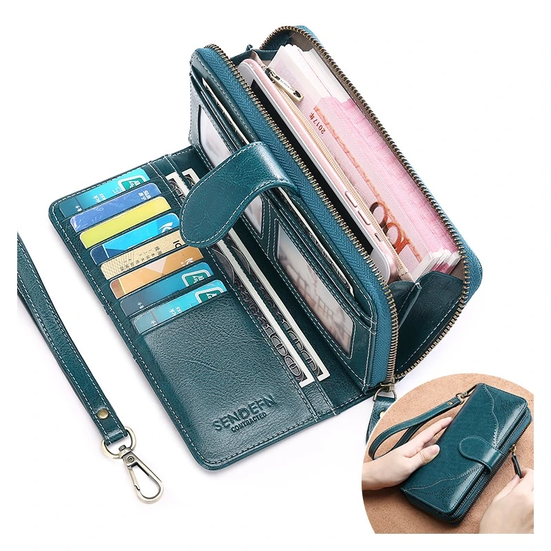 

Wallet Korean Ladies Wallet Long Section Leather Zipper Wallet Wallet Clutch Bag Female Large Capacity Tide