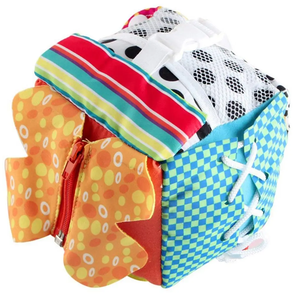 

Baby Learn to Dress Regular Hexahedron Learning Toys Early Education Basic Life Skills Teaching Toys for Toddlers with Lace+Bu