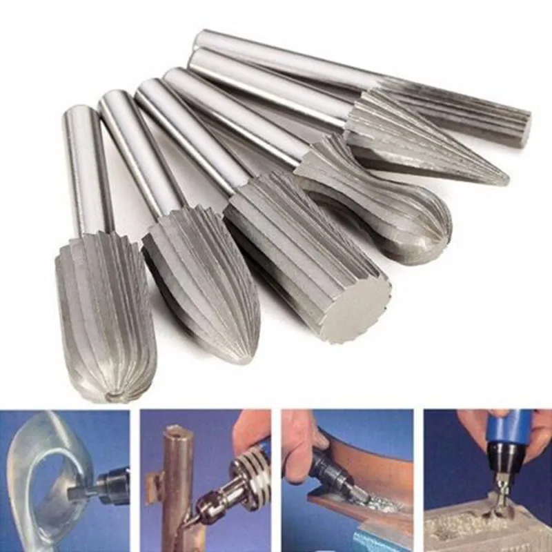 

6PCS Rotary Cutter Kit 6mm Shank for Engraving Grinding Woodworking Tools Set