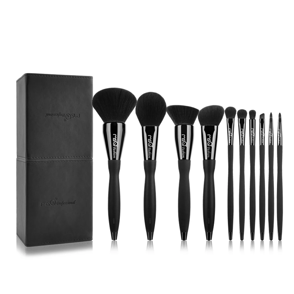 

Msq 10Pcs Makeup Brushes Set Beauty Powder Eyeshadow Foundation Copper Ferrule Make Up Tool With Magnetic Cylider Case