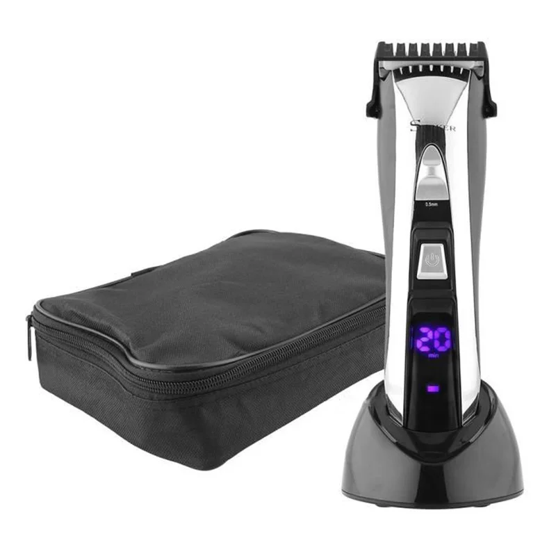 

SURKER HC-575 Rechargeable Silent Electric Trimmer Hair Trimmer LED Display Electric Fader Haircut Machine EU Plug
