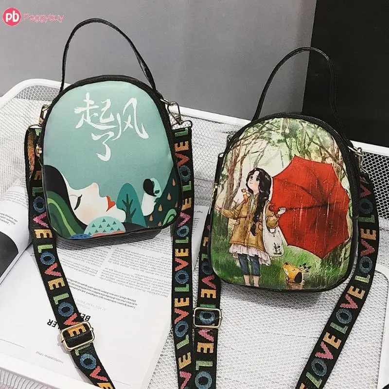 Mini Koreanische Stil Mädchen Floral Print Schulter Messenger Tasche kawaii Kleine Leder Handtasche für Frauen Sling Umhängetaschen