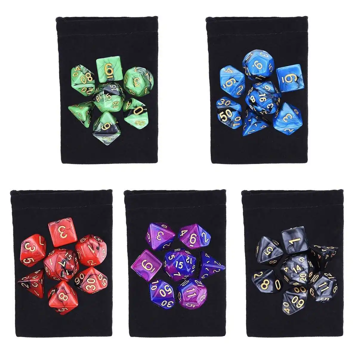 35 Pcs خلط Multisided النردات مجموعة DnD TRPG دور الألعاب أداة كيد الترفيه التعلم الرقمية النردات لعبة الدعائم مع حقيبة