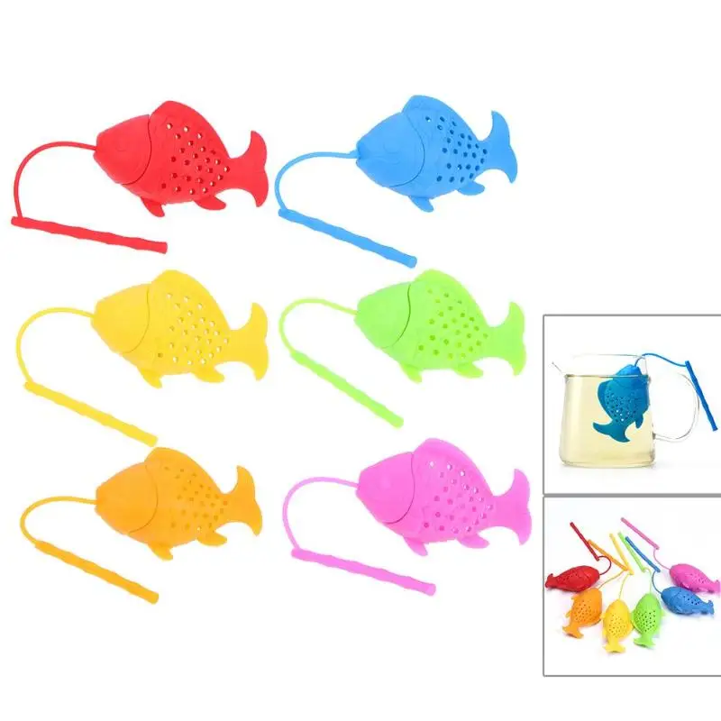

Food Grade Silicone Tea Infuser Spice Herbal Tea Strainer Loose Leaf Filter Fish Shape Tea Ball Accessories 6 Colors