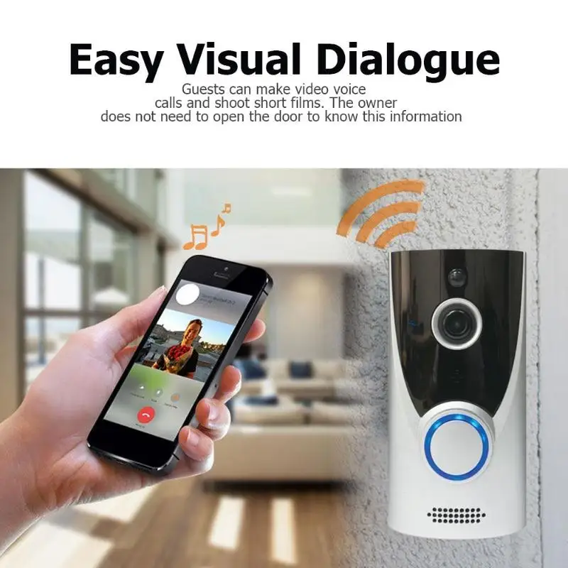 

HS-D006 Wireless WiFi 720P Camera Two Way Audio Video Doorbell + Dingdong