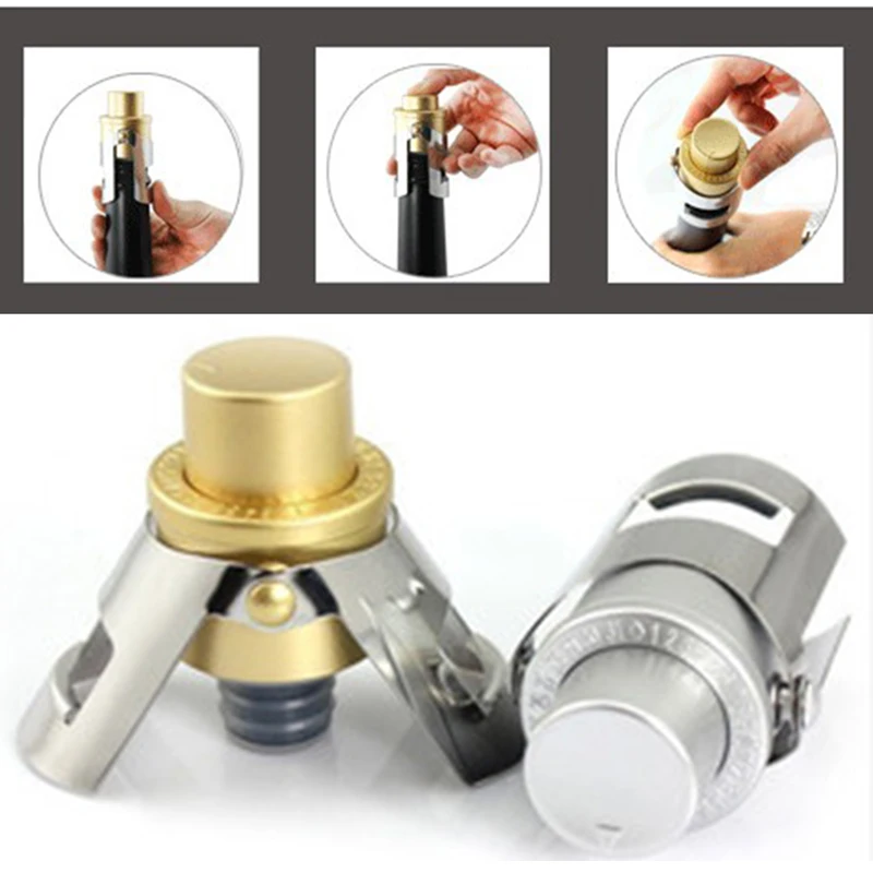 

Stainless Steel Bottle Stopper Vacuum Pump Sealed Red Wine Champagne Cap Plug
