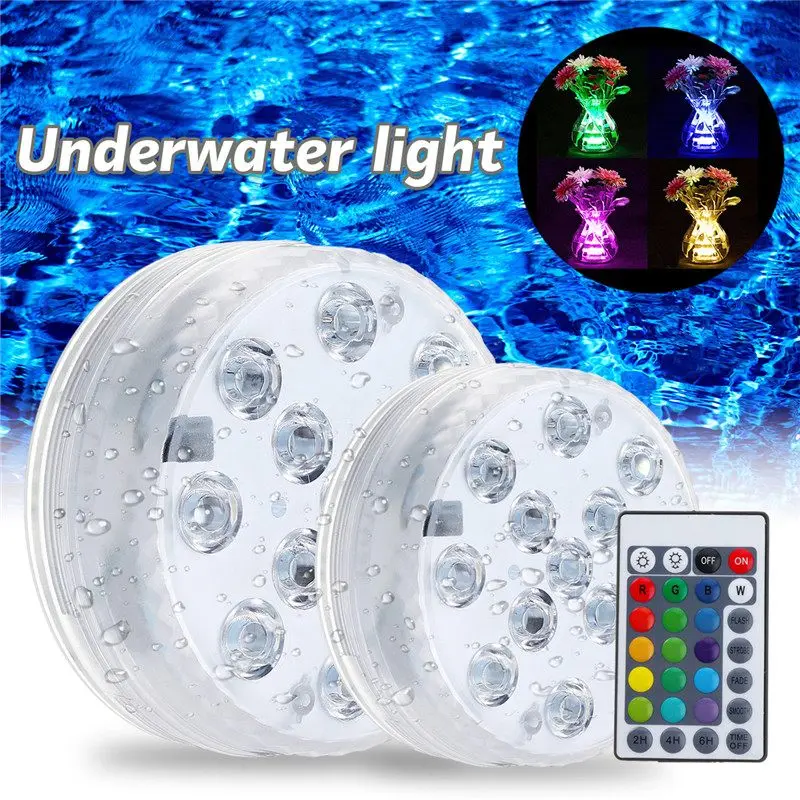 

Waterproof RGB Submersible LED Light with Remote Underwater Night Lamp Tea Lights for vase,bowls,aquarium and party Wedding 4.5V