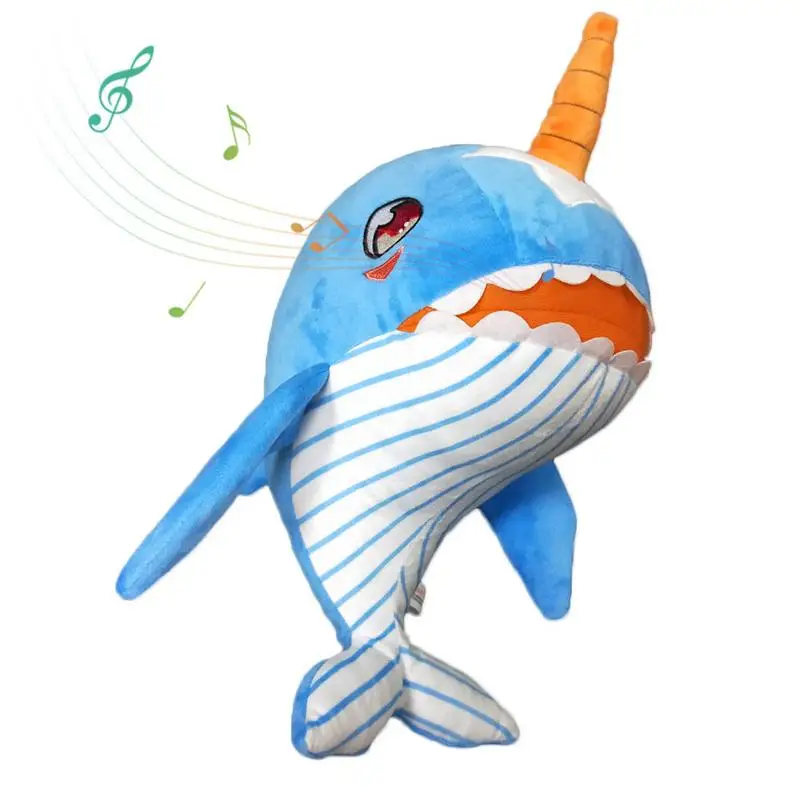 Хлопок в форме Кита плюшевая детская игрушка Акула песня милые животные плюшевые мягкий безопасный удобные Музыкальная кукла для