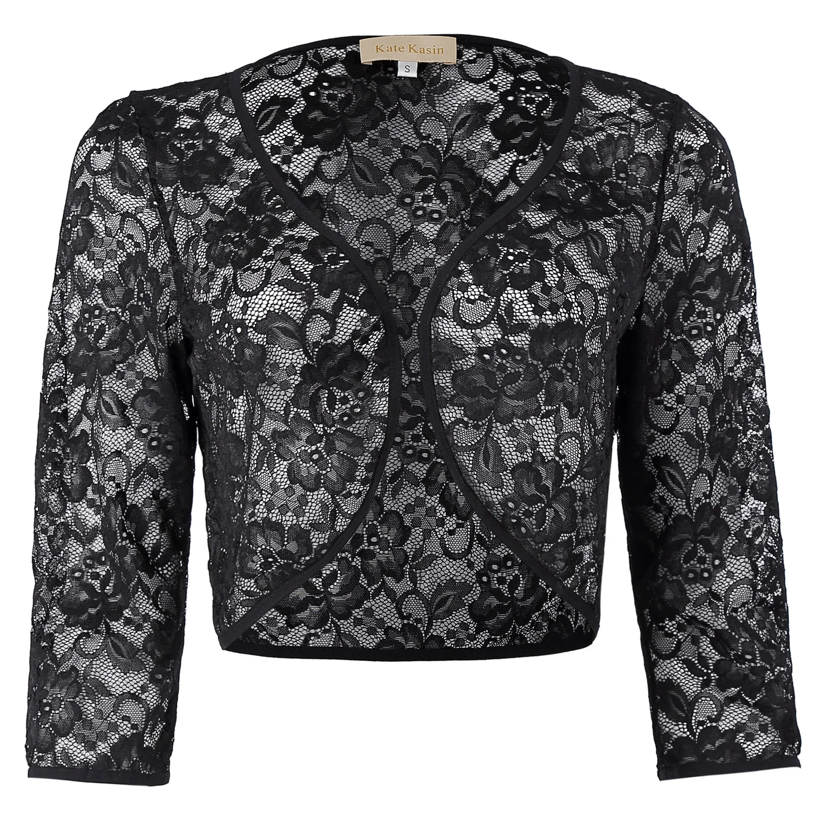 Women's Three Quarter Sleeve Cropped Short Open Exquisite floral lace Coat | Женская одежда