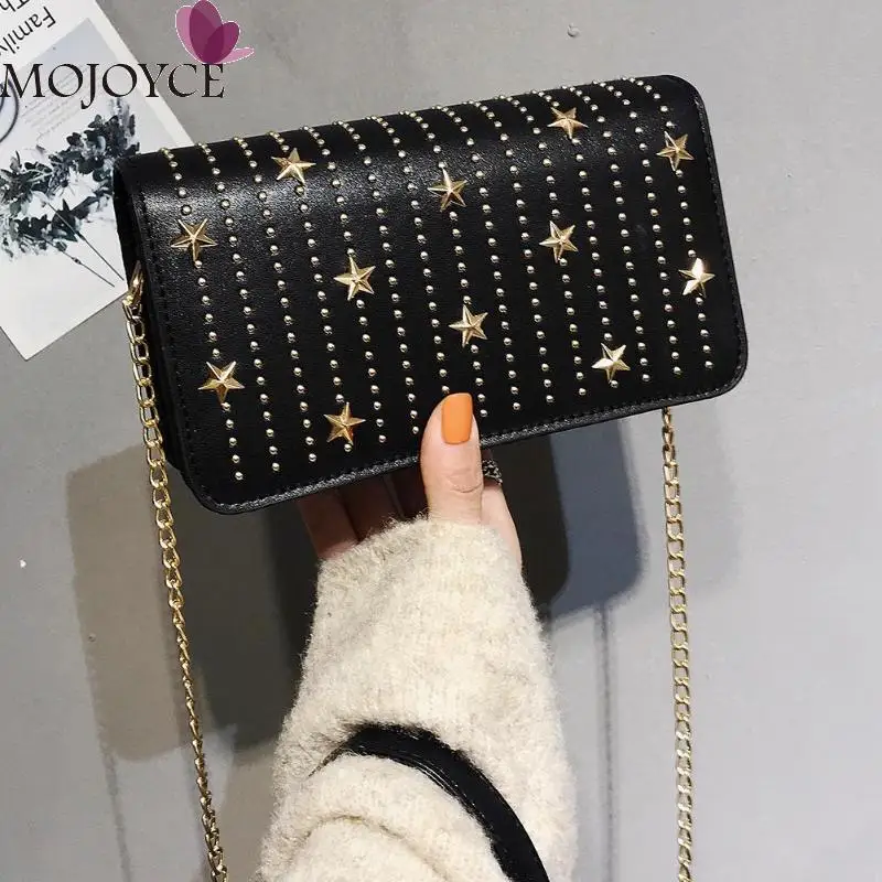 

Star Rivet Flap Shoulder Bag Girls Messenger Handbags Women PU Leather Satchel Casual Chain Crossbody Bags Bolsas Feminina Mujer