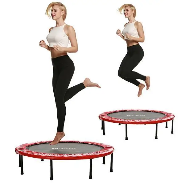 

38 Inch Mini Four Folding Trampoline Fitness Workout Rebounder Children Trampoline For Kids Adjustable Handrail Suit Ages 12+