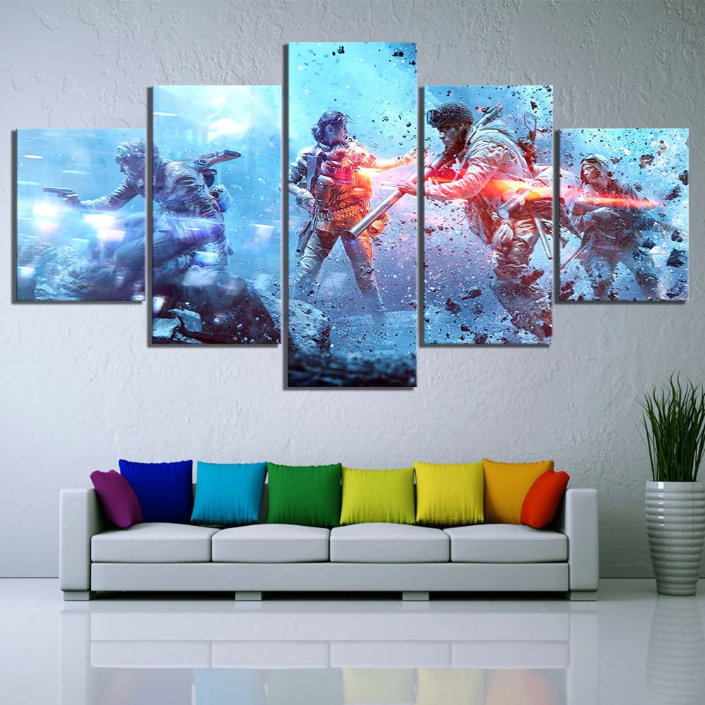 

5 Piece Shooting Game Battlefield 5 Pictures Canvas Printed Wall Pictures Home Decor For Living Room Poster Canvas Wholesale