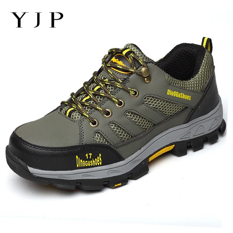 

YJP Breathable Mesh Work Safety Shoes For Men Steel Toe Splicing PU Leather Men Vulcanize Shoes Protection Casual Sneakers 2019