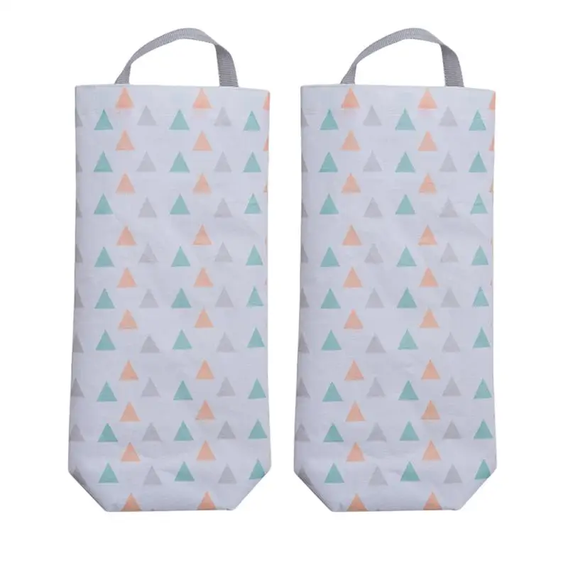 

2Pcs/Pack Practical Oxford Cloth Trash Bag Triangle Storage Pouch Folding Hanging Garbage Pouch Household Cupboard Storage