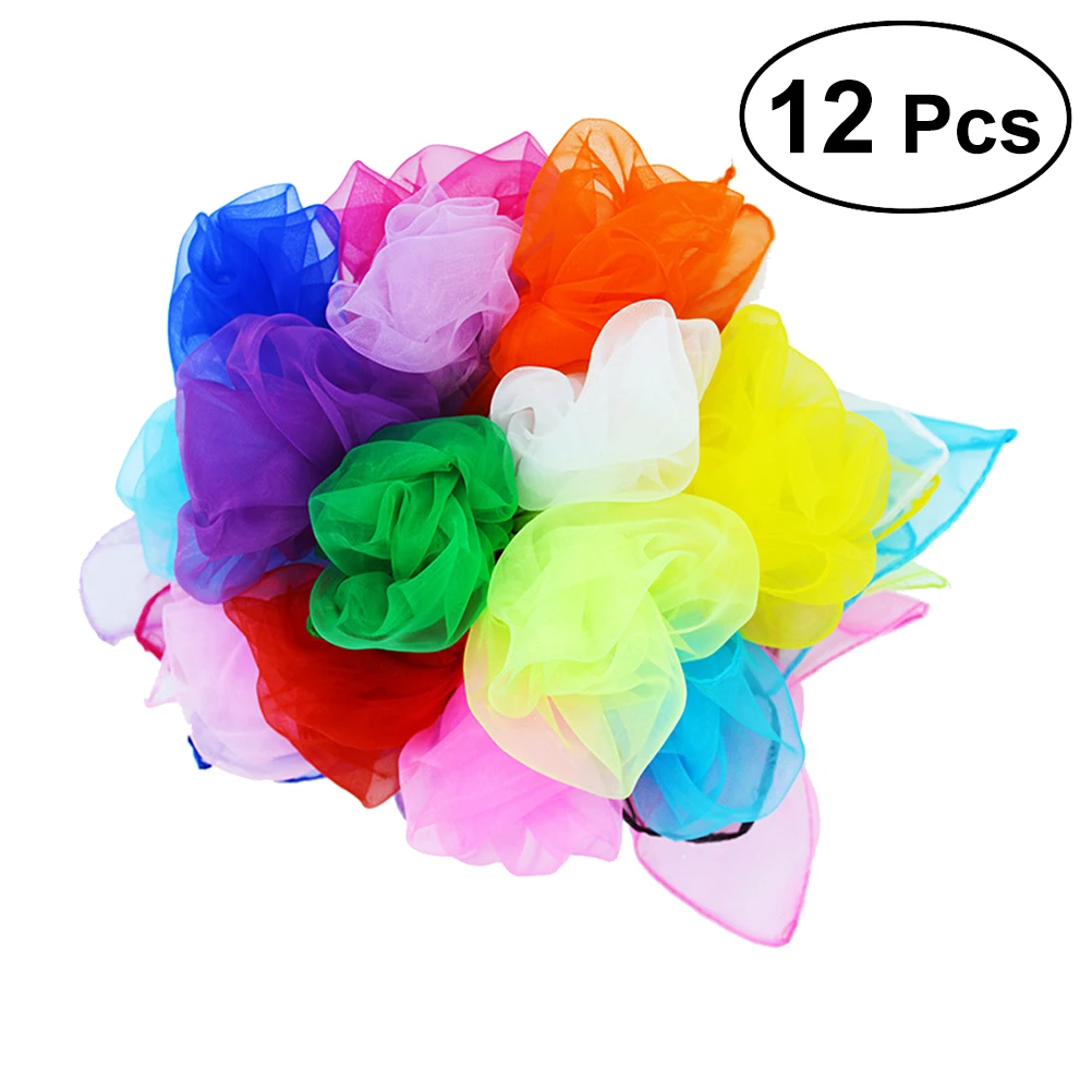 

12pcs Square Juggling Magic Tricks Rhythm Band Movement Dance Performance Props Accessories Silk Scarves