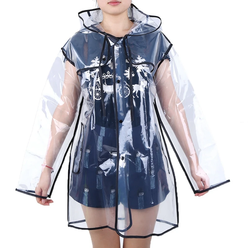 Eva Transparent Raincoat Waterproof Outdoor Travel Track Hooded Poncho | Дом и сад