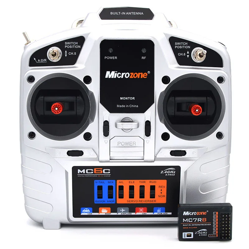 

MC6C 2.4G 6CH Remote Control Transmitter + MC7RB 7CH Receiver For RC Drone / Aircraft / Helicopter / Car / Boat Parts & Accs