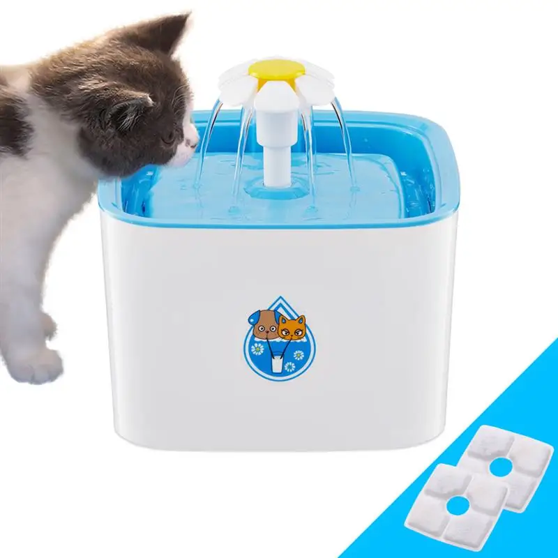 

UK/EU Plug 2.5L Automatic Pet Cat Water Feeder with 2pcs Activated Carbon Filter Drinking Fountain Pet Bowl for Dog Kitten