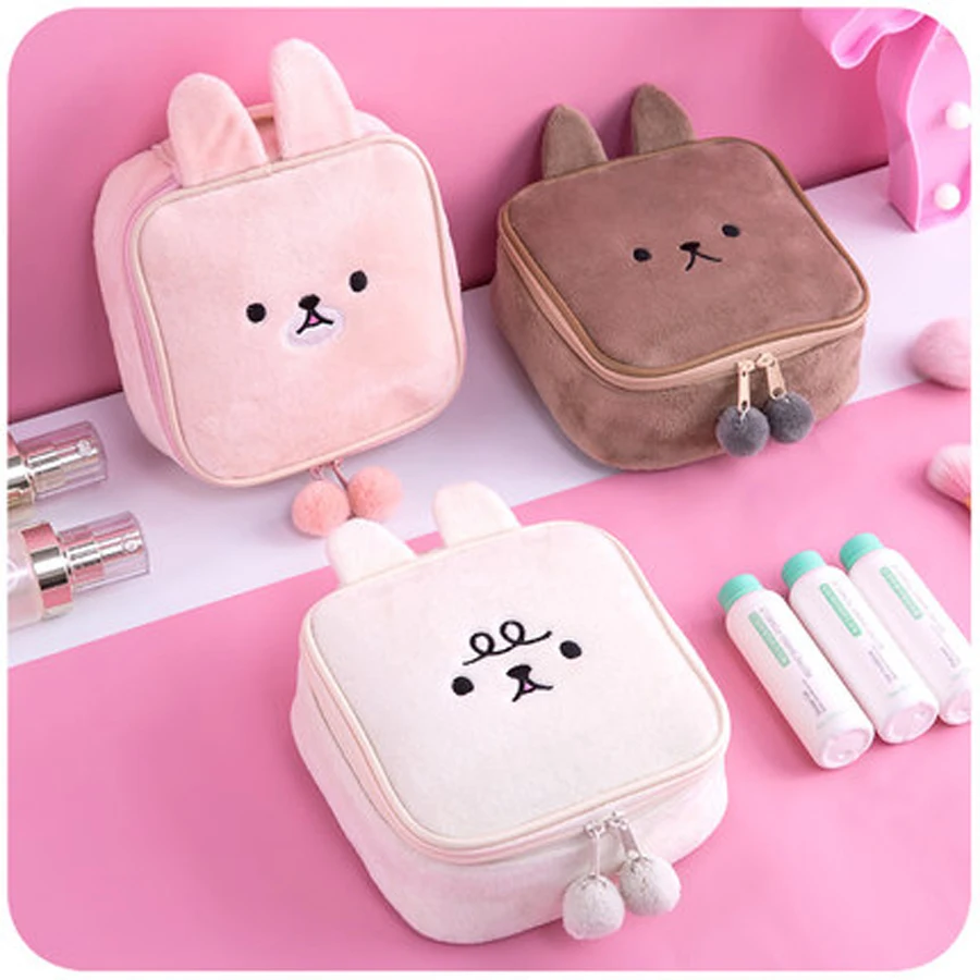 

Rabbit Travel Cosmetic Bag Set Travel Cosmetic Bag Women Zipper Makeup Bag Tools Organizer Cute Pink Box Accessories Supplies