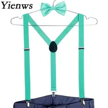 Yienws Wo для мужчин s подтяжки галстук бабочка Y-back 3 клип Женский подтяжки для брюки для девочек для мужчин подтяжки и галстук-бабочка Suspensorio Breteles YiA029