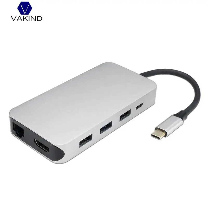 

NEW 9 in 1 USB C Hub Type C to HDMI RJ45 USB 3.0 Thunderbolt for SD TF Card Reader Adapter for MacBook Laptop