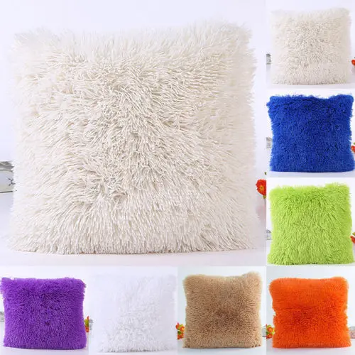 

Fluffy Soft Plush Square Pillow Cushion Case Room Sofa Waist Throw Cushion Cover