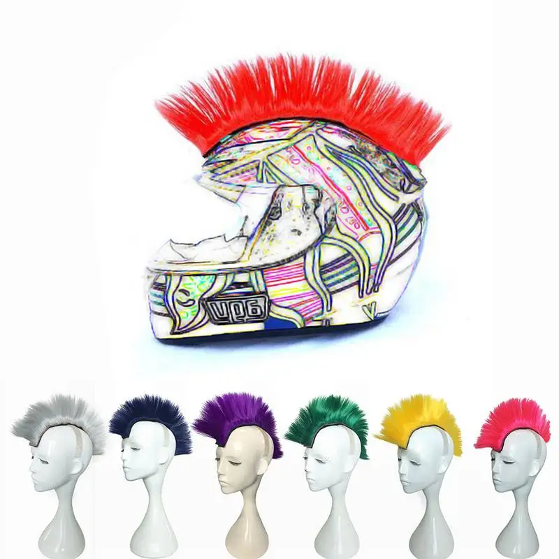 

Colorful Cockscomb Modeling Wig Halloween Motorcycle Helmet Wig Chemical Fiber Mohawk Style Helmet Hair Without Include A Helmet