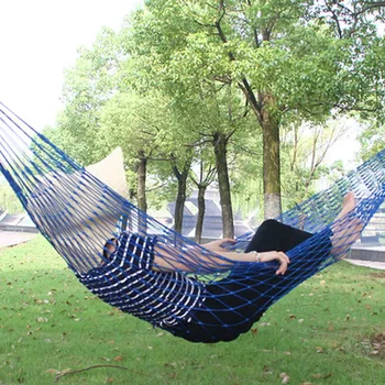 

Outdoor Leisure Nylon Rope Net Hammock Single Adult Children Swing Students Dormitory Hammock Nap Hammocks Hanging Bed Hammock