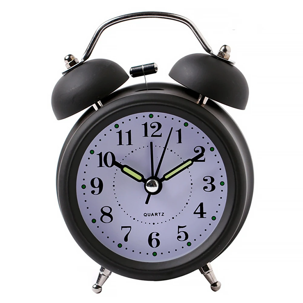 

Cute Home Decoration Metal Lightweight Alarm Clock Multifunction Living Room Bedroom Portable Table Desktop With Night Light