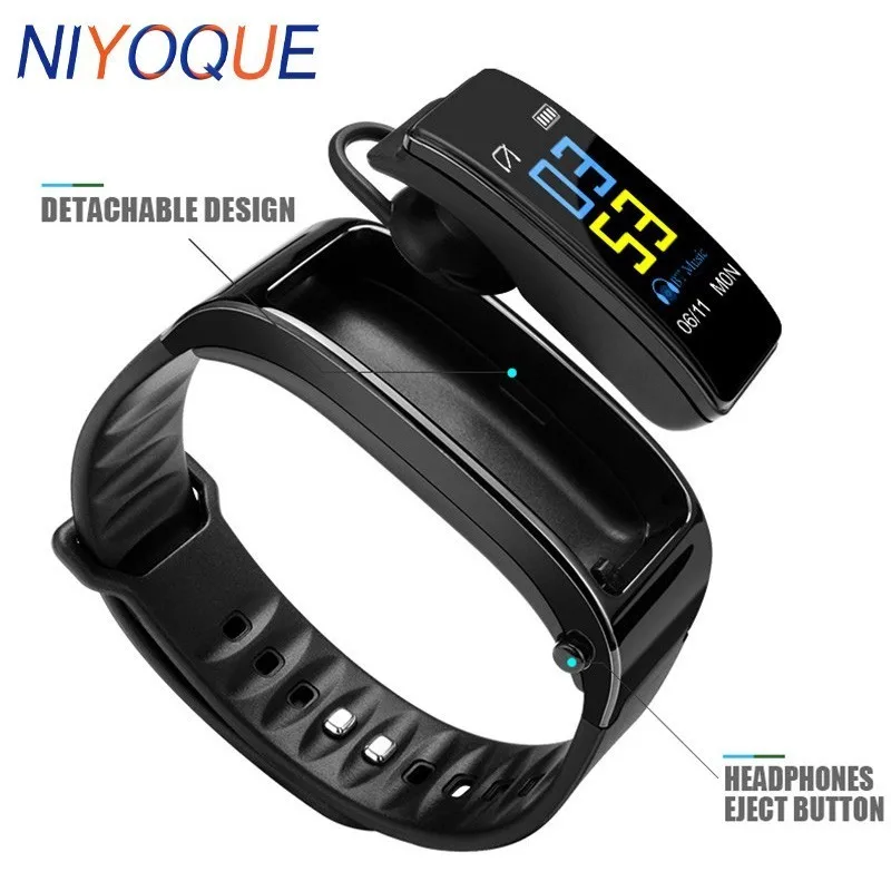 NIYOQUE Smart Talk Band, красочные Bluetooth наушники, наушники, пульсометр, умный браслет, браслет для iPhone, huawei, Xiaomi, телефон